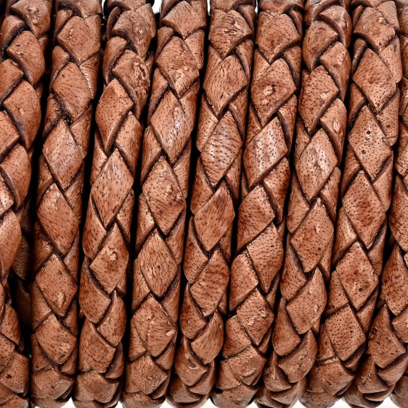 GENIQUE Real/Genuine Round Braided Leather Cord String Rope Folded, Leather Rope for Crafts, Jewelry Making, Necklace, Bracelet (5 Metres) (5mm, Saddle Brown Distressed) - Image 3